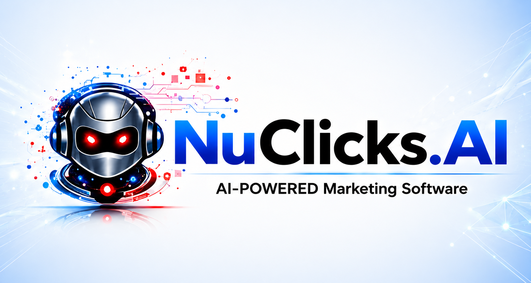 NuClicks.AI logo with robot mascot